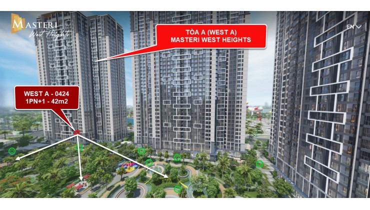 Cần bán 3 căn 1PN + 1 42m2 giá 2,15 tỷ tại Masteri West Heights. Ký trực tiếp CĐT sở hữu lâu dài